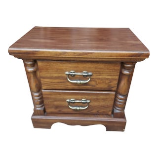 Late 20th Century Vintage Wood and Veneer Nightstand For Sale