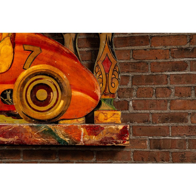 Vintage Double-Sided Art Deco Painted Carnival Ride Handrail Panel For Sale - Image 9 of 11