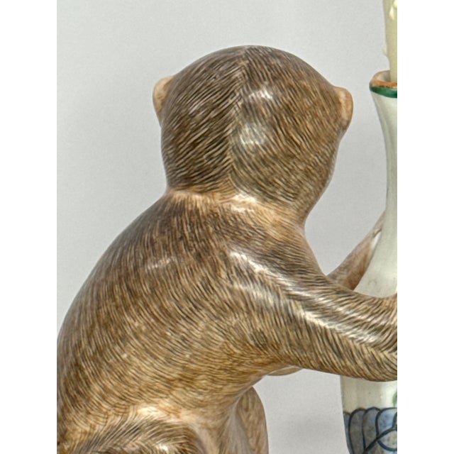 1980s 1980s Tobacco Leaf Monkey Lamp For Sale - Image 5 of 15