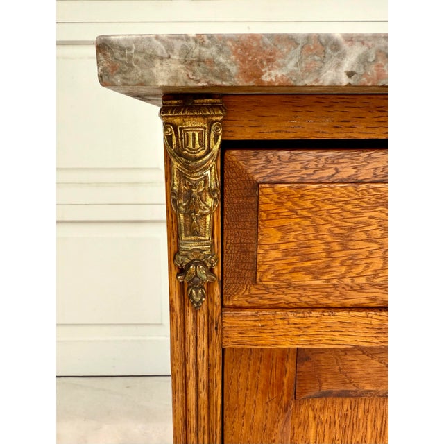Antique French Art Deco Louis XVI Marble Ormolu Bedside Cabinet Nightstand For Sale - Image 9 of 12