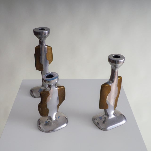 Brutalist Candleholders by David Marshall, Set of 3 For Sale - Image 3 of 8