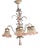 Vintage Italian White and Gold Patinated Metal and Glass Chandelier, 1970s For Sale