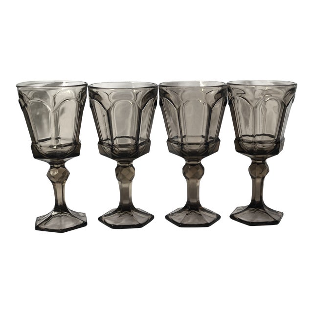 1980s Vintage Fostoria Virginia Smoke Brown Goblets Set of 4 Chairish