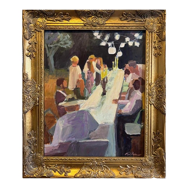 “Summer Dinner Party” an Original Framed Figurative Fine Art Canvas Print by Michelle Heimann. For Sale
