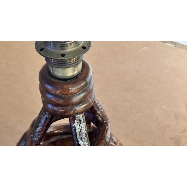 French Sculptural Terracotta Earthenware Table Lamp, 1960s For Sale - Image 6 of 13