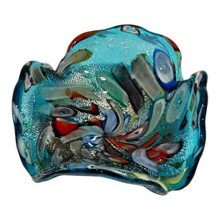 Vintage Art Glass Confetti Bowl Italy For Sale