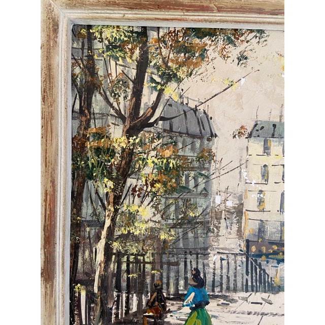 Mid 20th Century Vintage Parisian Street Scene Oil on Canvas For Sale - Image 5 of 14