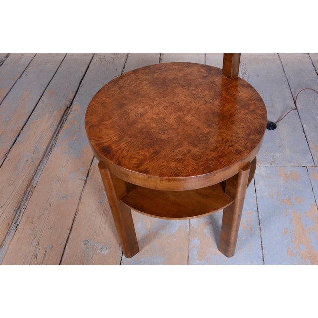 Brown Art Deco Floor Lamp in Beech and Walnut, 1930s For Sale - Image 8 of 11