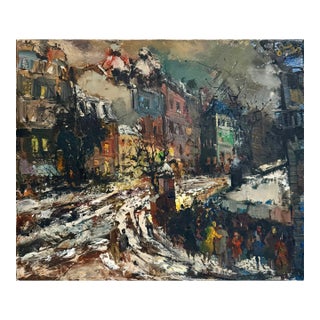 Oliver Foss, Expressionist Oil Painting Paris Scene View Architectural Visionism Olivier Foss For Sale