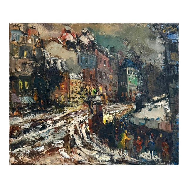 Oliver Foss, Expressionist Oil Painting Paris Scene View Architectural Visionism Olivier Foss For Sale