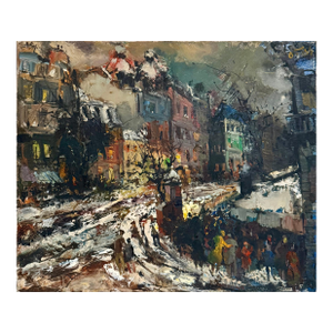 Oliver Foss, Expressionist Oil Painting Paris Scene View Architectural Visionism Olivier Foss