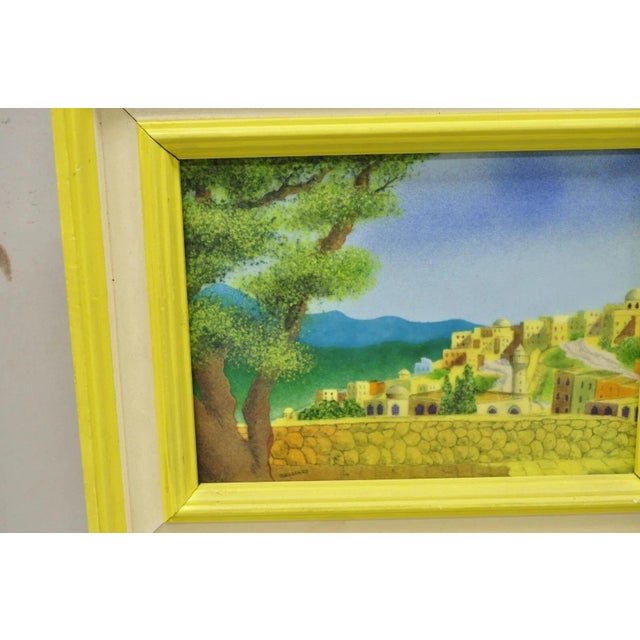 Late 20th Century Daniel Belliard Enamel on Copper Small Framed Painting Yellow Countryside For Sale - Image 9 of 10