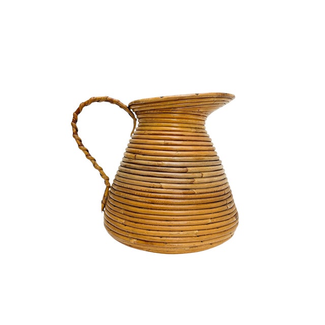 French Pencil Reed Rattan Vase, 1950s For Sale - Image 12 of 18