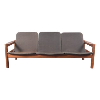 Mid 20th Century Attributed to Domino Møbler Danish Teak Three Seat Sofa For Sale