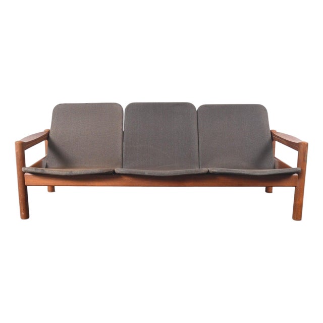 Mid 20th Century Attributed to Domino Møbler Danish Teak Three Seat Sofa For Sale