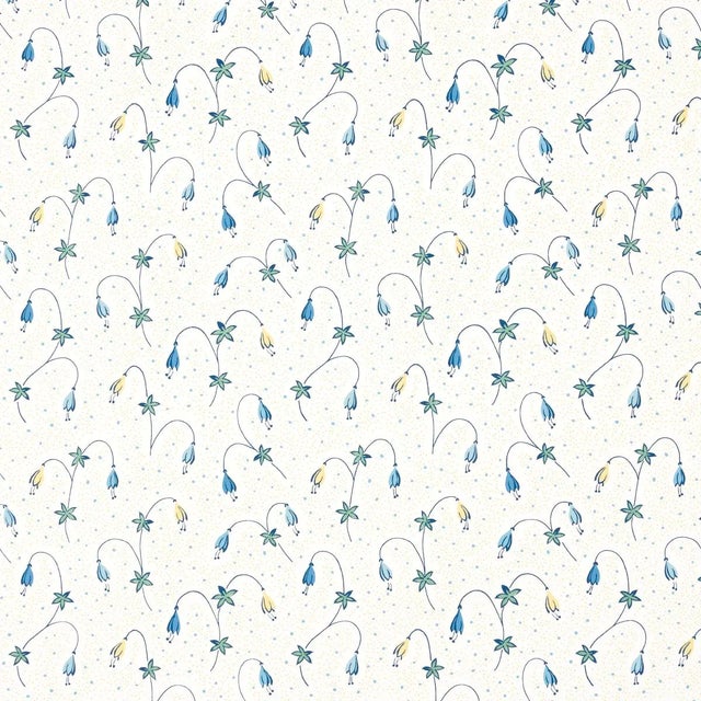 SAMPLE - Schumacher Lolly Floral Wallpaper In Blues For Sale
