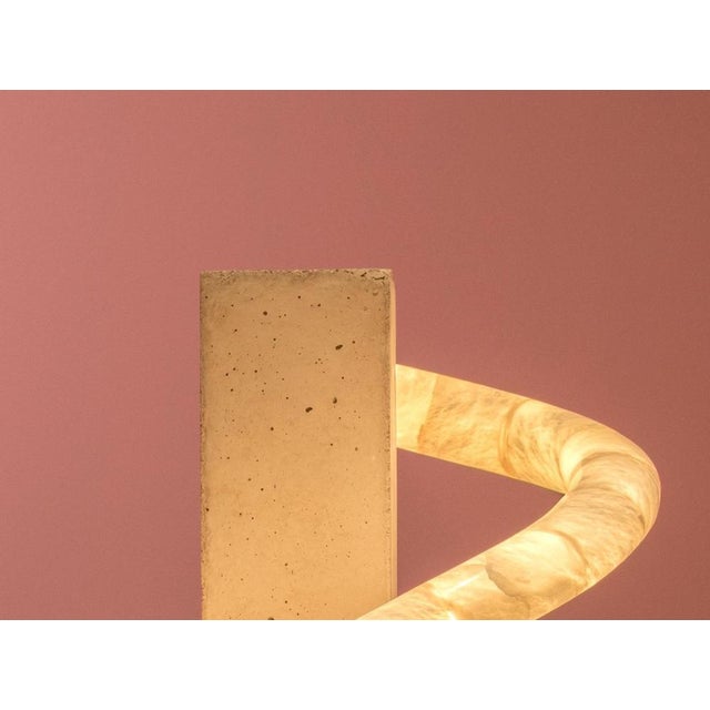 Contemporary Aqua Fossil Stream Decorative Light Sculpture in Alabaster by Amarist Studio For Sale - Image 3 of 8