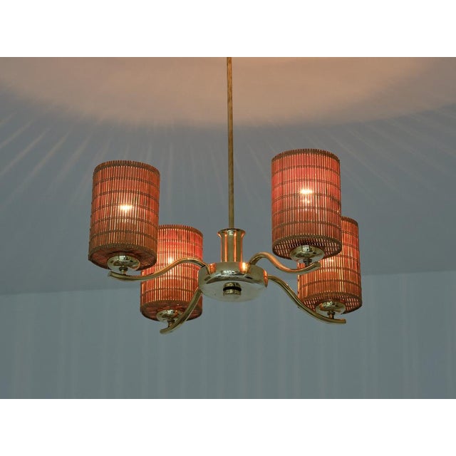 Vintage Four-Arm Brass Chandelier by Paavo Tynell for Oy Taito Ab, 1930s For Sale - Image 11 of 13