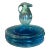 Set of 4 Hand Blown Aquamarine Salad or Dessert Plates French Glass Blower Made For Sale