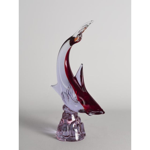 Hand-Blown Purple and Red Murano Glass Fish Sculpture, Italy, 1970s For Sale - Image 4 of 16