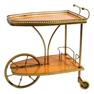 Mid-Century Modern French Serving in Brass and Walnut, 1960s For Sale