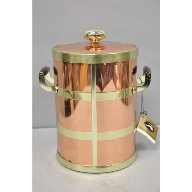 Vintage Kraftware Nyc Mid Century Modern Copper and Brass Covered Bar Ice Bucket For Sale - Image 12 of 15