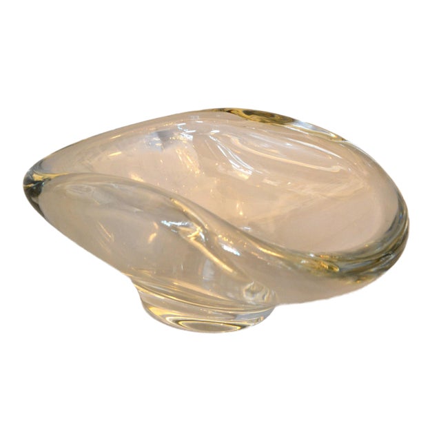 American Vintage Heavy Hand Molded Crystal Glass Clear Art Glass Bowl Fostoria For Sale