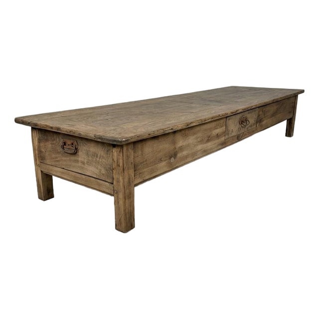 Antique French Provincial Farmhouse Coffee Table, Extra Long, Circa 1880–1900 For Sale