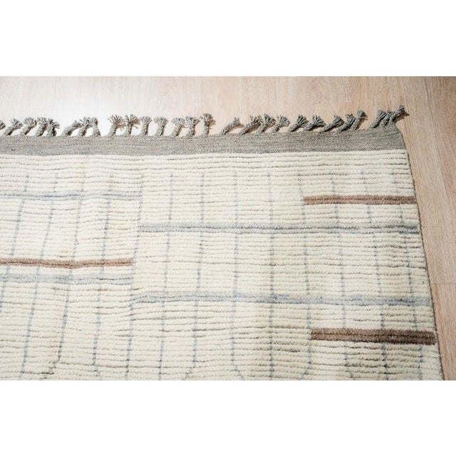 8x11 Ivory Hand-Knotted Wool Staircase Motif Geometric Modern Carpet Rug For Sale - Image 4 of 8