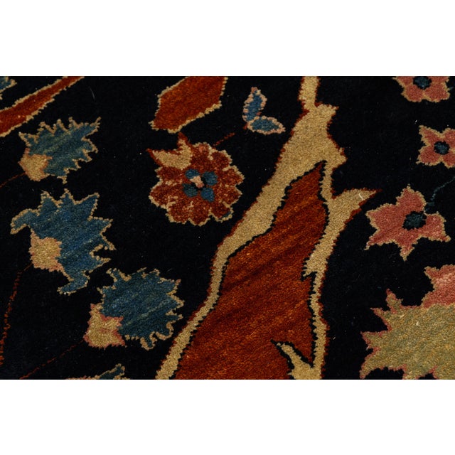 Textile 16x25 Modern Bidjar Style Navy Blue & Rust Wool Area Rug Geometric Lattice For Sale - Image 7 of 13