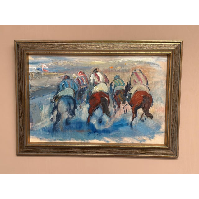 Richard Ingelsson, Jockeys, 1975, Oil on Canvas, Framed For Sale - Image 15 of 18