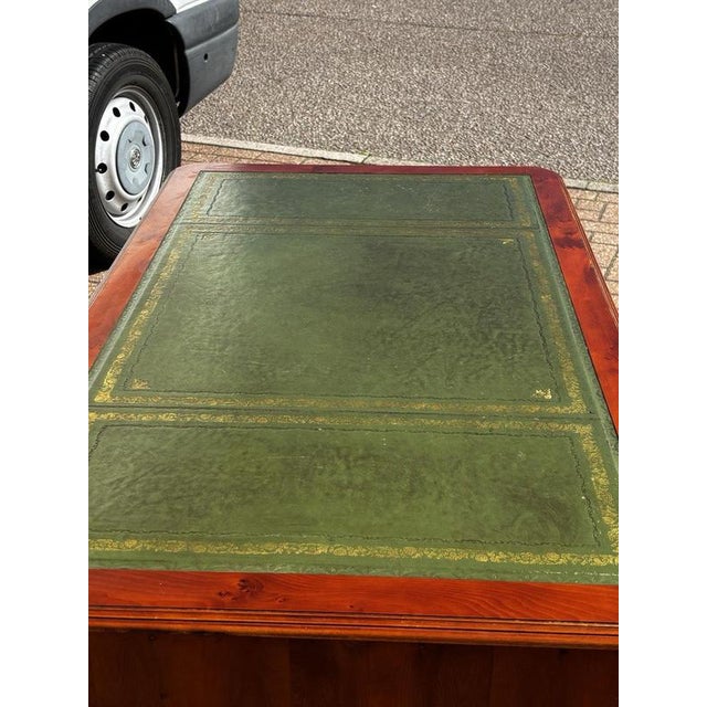 Regency Style Desk with Green Leather Top For Sale - Image 4 of 10