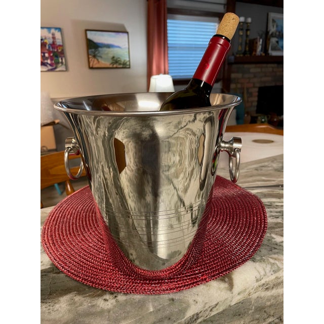 1970s Vintage French Champagne Bucket With Ring Handles For Sale - Image 13 of 14