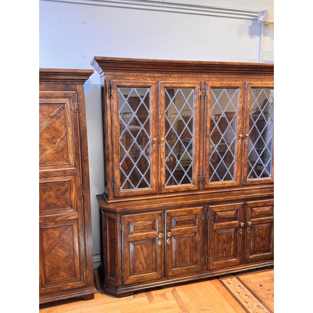 Century Furniture English Tudor Style Oak Wood Cabinet, Vintage For Sale - Image 10 of 12