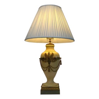 Early 20th CenturyFrench Empire or Neoclassical Style Gilt Metal Mounted Porcelain Table Lamp For Sale
