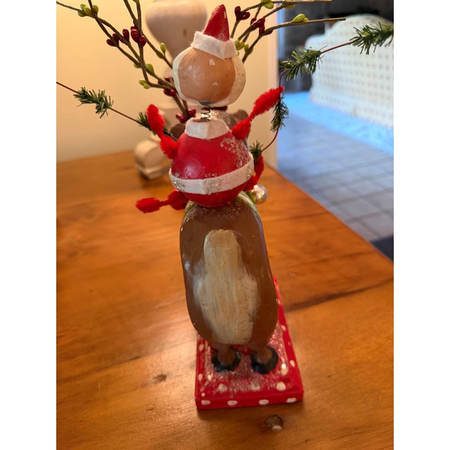 Paper Penny McAllister Bobble Head Santa Riding Reindeer 2006 For Sale - Image 7 of 8