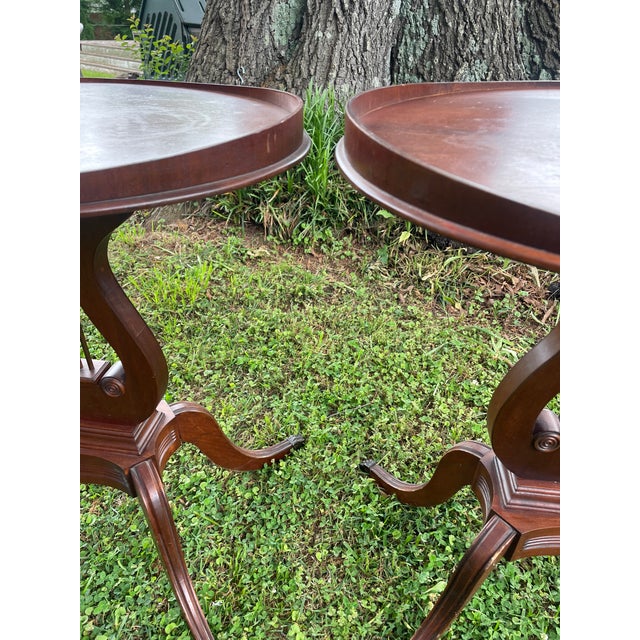 1970s 1970s Vintage Pair Wooden Harp Style Tea Tables For Sale - Image 5 of 9