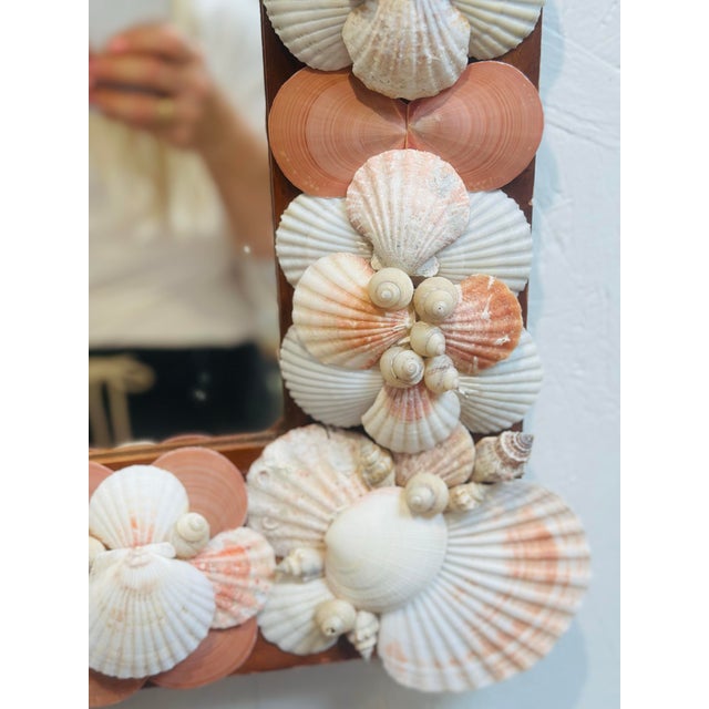 Light Pink Large Antique Mirror With Shells For Sale - Image 8 of 8