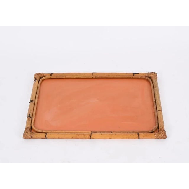 Wood Mid-Century Rectangular Mirror in Rattan, Bamboo and Wicker, Italy, 1970s For Sale - Image 7 of 13