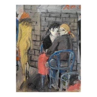 Bruno Paoli "By Rose" Original Italian Modern Figurative Portrait, 20th Century Florence Italy Fine Art Painting, Oil on Board, 27.5x23.5" For Sale