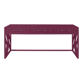 Casa Cosima CeCe Desk with Wood Fretwork Base, Grape Juice For Sale