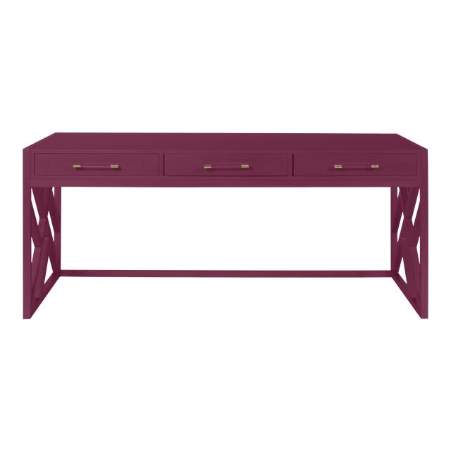 Casa Cosima CeCe Desk with Wood Fretwork Base, Grape Juice For Sale