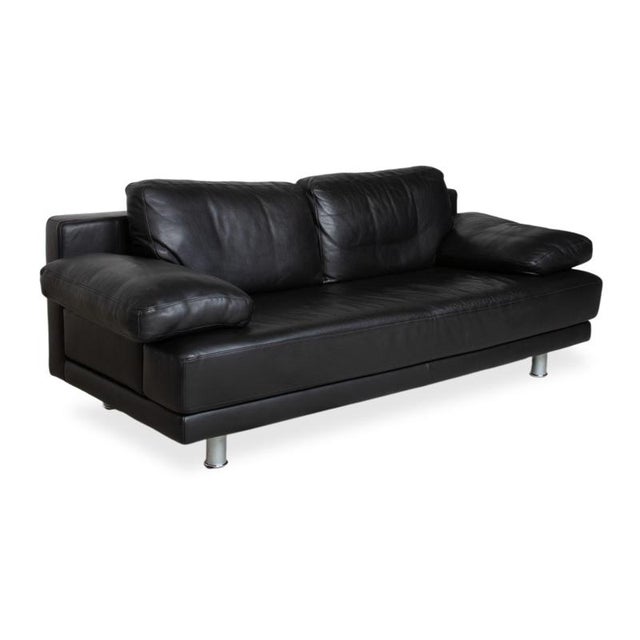 Modern 355 Leather Two-Seater Black Manual Function Sofa by Rolf Benz For Sale - Image 3 of 15