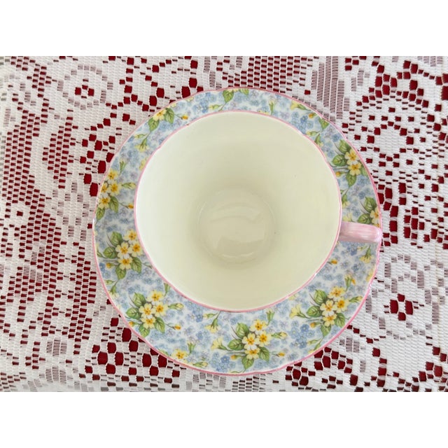 Ceramic Shelley Primrose Chintz Teacup and Saucer, Fine Vintage English Bone China For Sale - Image 7 of 8