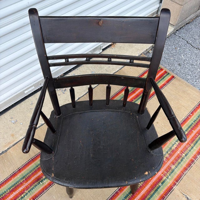 Antique Federal Windsor Splat-Back Armchair Vermont or New York, 1820's For Sale - Image 9 of 16