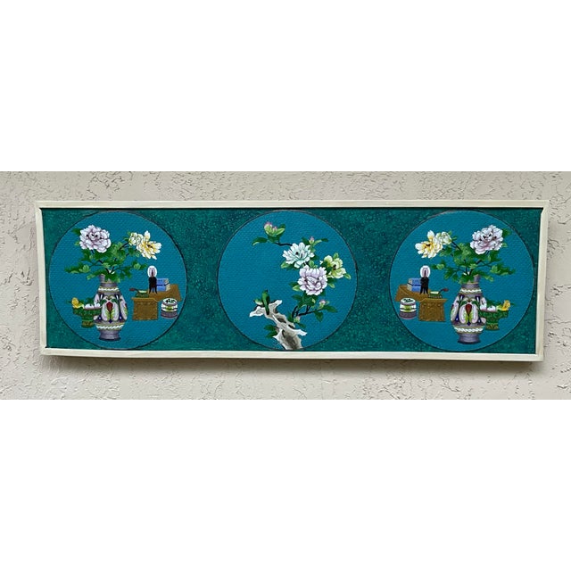 Mid-Century Modern Exquisite Reimagined Chinese Antique Wall Panel – Floral , Art by Joseph Malekan For Sale - Image 3 of 14
