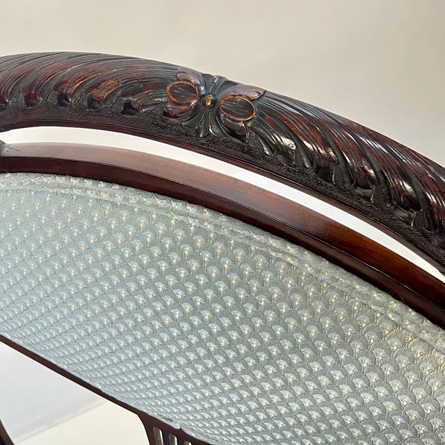 Late 19th Century Antique Classical Mahogany Lyre-Back Settee For Sale - Image 5 of 16