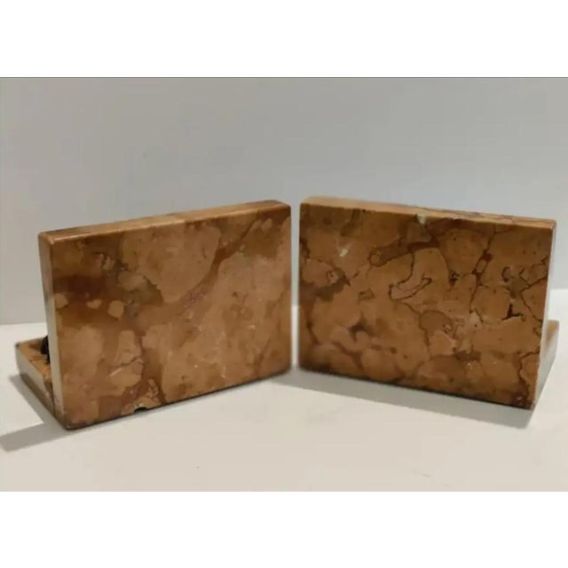 1930s Hollywood Regency Italian Marble Lion Bookends- A Pair For Sale - Image 9 of 11