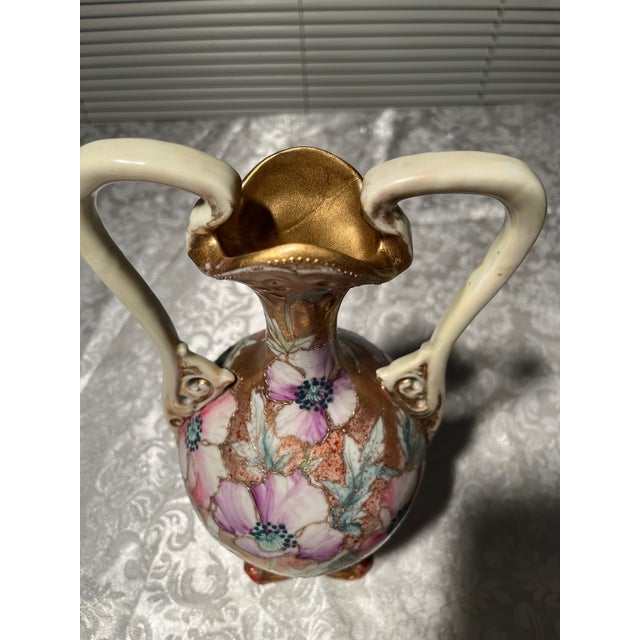 Antique Nippon Royal Kinran Vase 12" Moriage Gold Floral Hand Painted Porcelain For Sale - Image 14 of 17