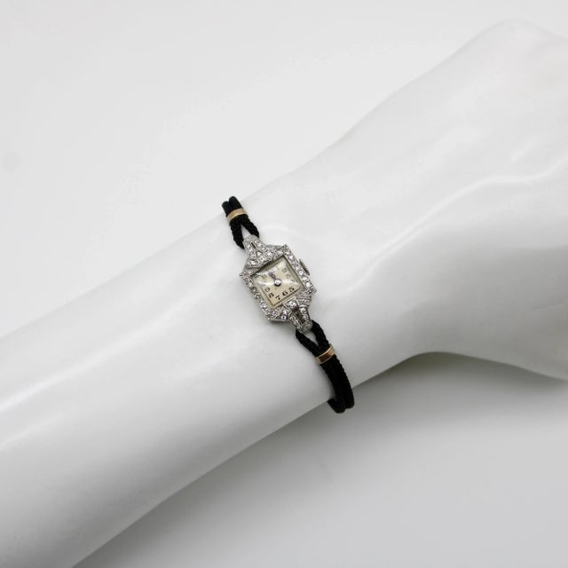 1920s Art Deco Platinum and Diamond Wristwatch by Concord For Sale - Image 12 of 12